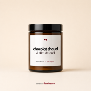 Bougie Chocolat chaud et film de Noël Maison Flambeuse