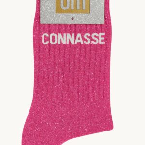 Chaussettes à paillettes Connasse rose fuschia WOOM