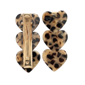 Paire de Heart Clips Léopard Peignée Paris