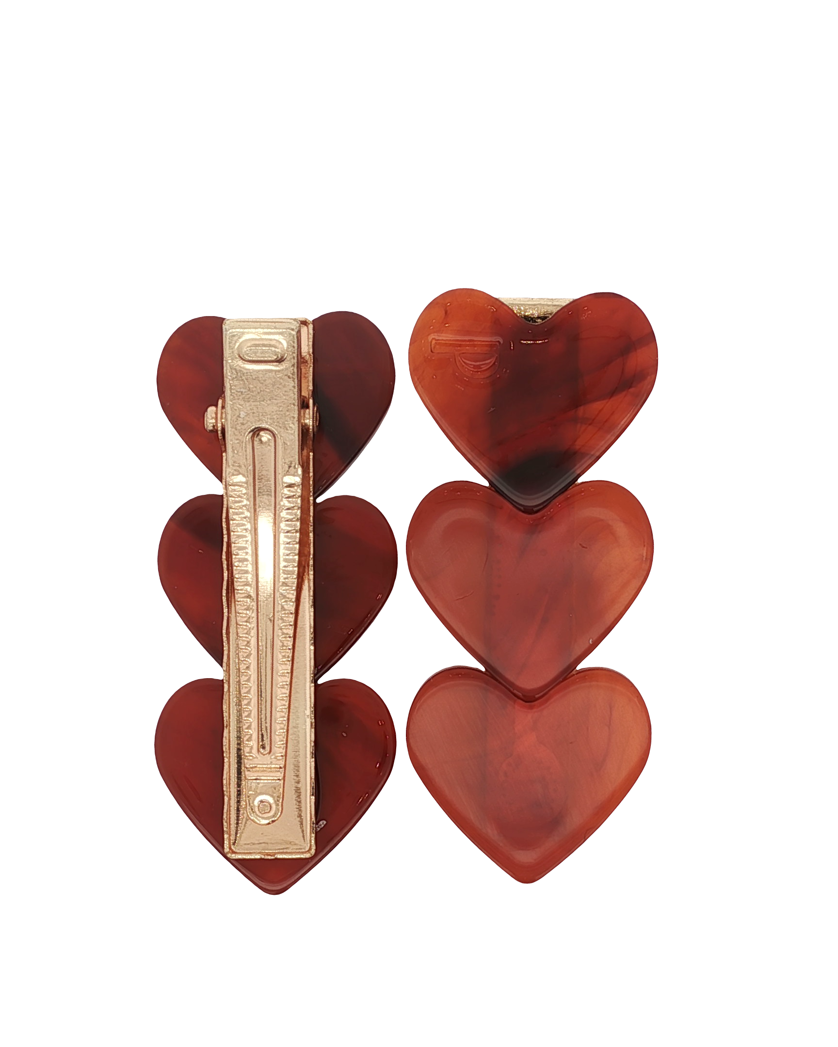 Heart Clip Rouge Délicat Peignée Paris Paire de Heart Clips Rouge Délicat Peignée Paris
