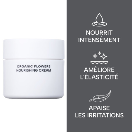 Bienfaits de la crème nourrissante Organic Flowers Nourishing Cream Whamisa